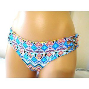 NEW Red Carter Bikini Bottom White Multi Colorful REVERSIBLE Small S Beach